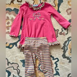 Pink Kids Matching Set with Striped Leggings